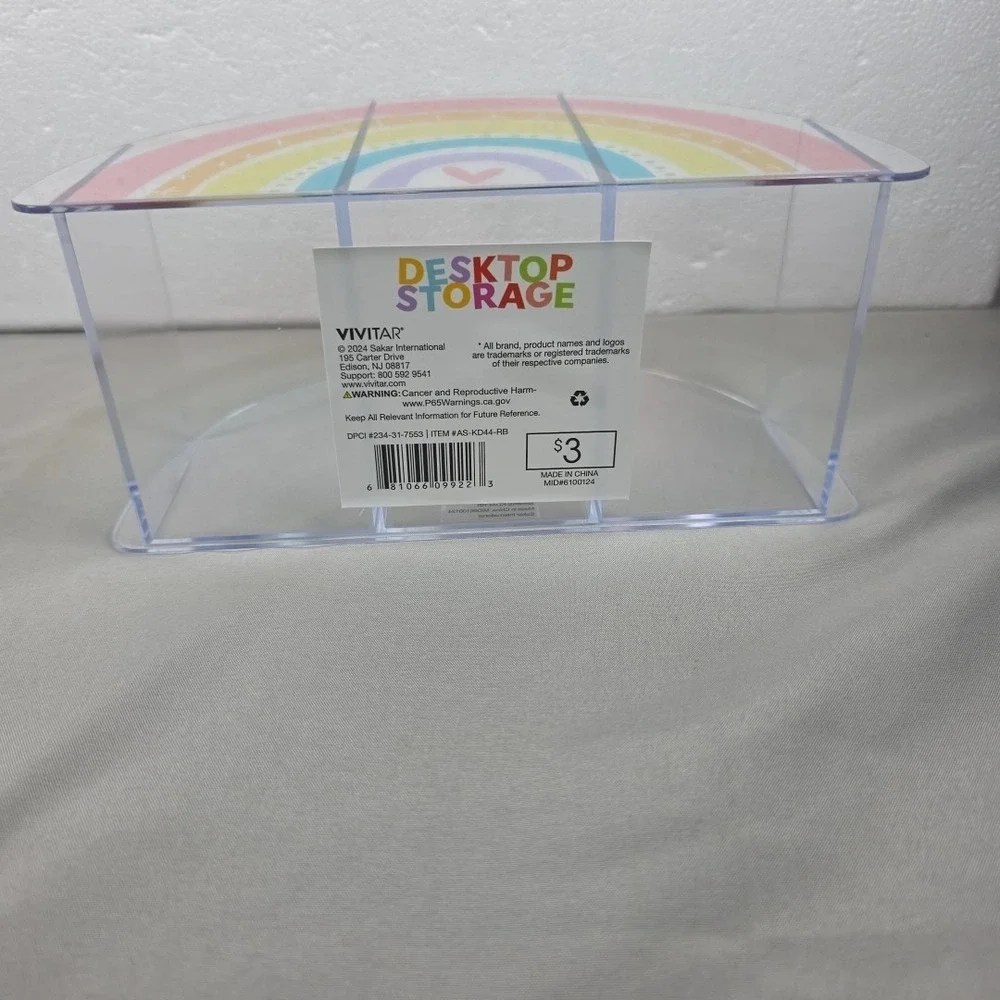 Kids Desk Organizers Clear Rainbow Catchall Set of 2